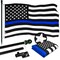 G128 - 5 Feet Tangle Free Spinning Flagpole (Black) Thin Blue Line Flag Brass Grommets Embroidered 2x3 ft (Flag Included) Aluminum Flag Pole